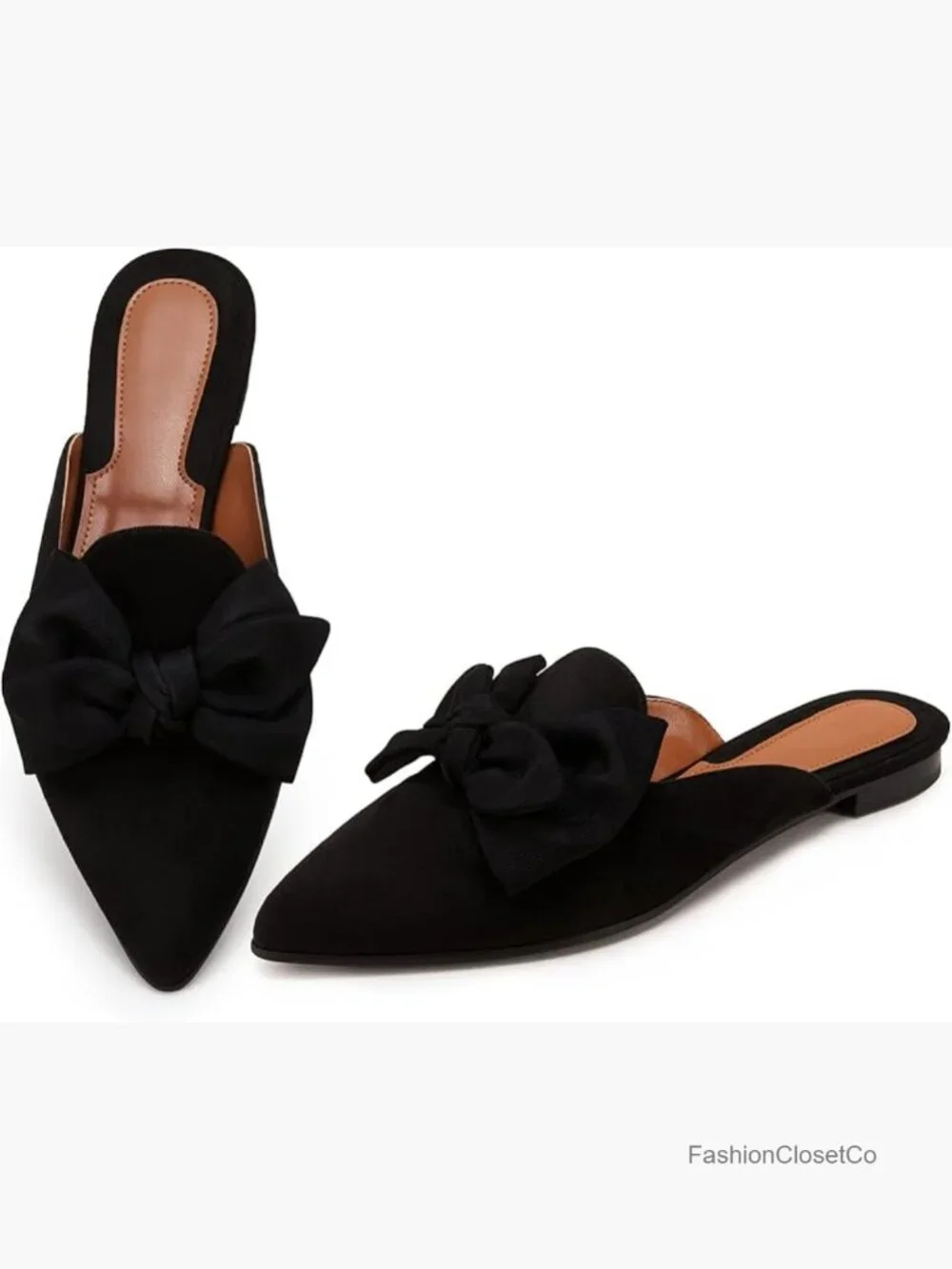 Faux Suede Platform Mules Slip On Pointed Toe Comfort Loafers - Picture 1 of 7
